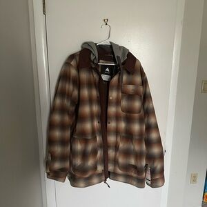 Men’s Burton dunmore jacket Large plaid ski snowboard